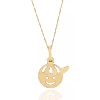 Pingente Menino Filho Carinha + Corrente Singapura Ouro 18k